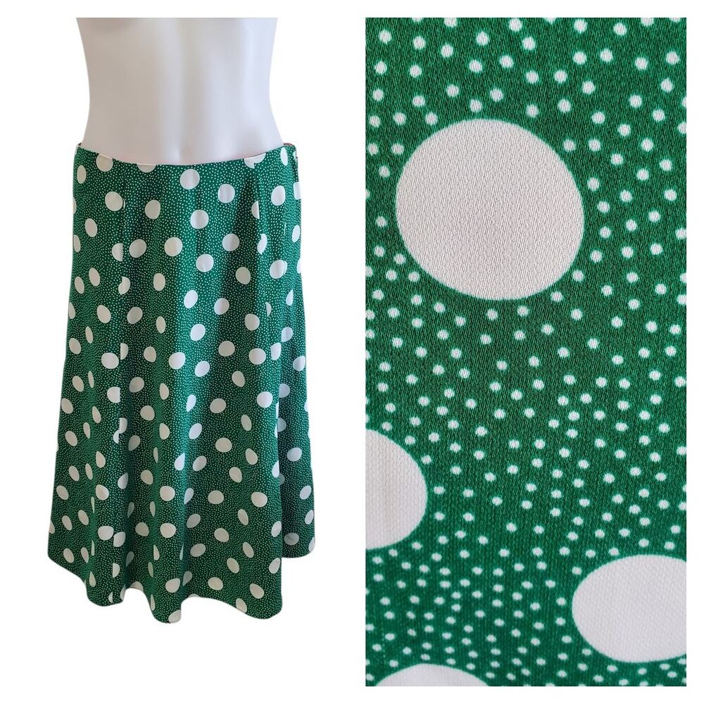 Boden Darlena Skirt Polka Dot Green White Midi A Line Preppy Retro UK 12 US 8